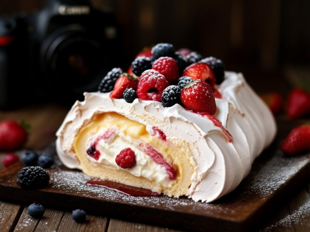 A Pavlova Roll is a delightful spin on the classic pavlova, turning the light and airy meringue into a rolled dessert filled with cream and fresh fruit. It’s elegant, easy to make, and perfect for any occasion!