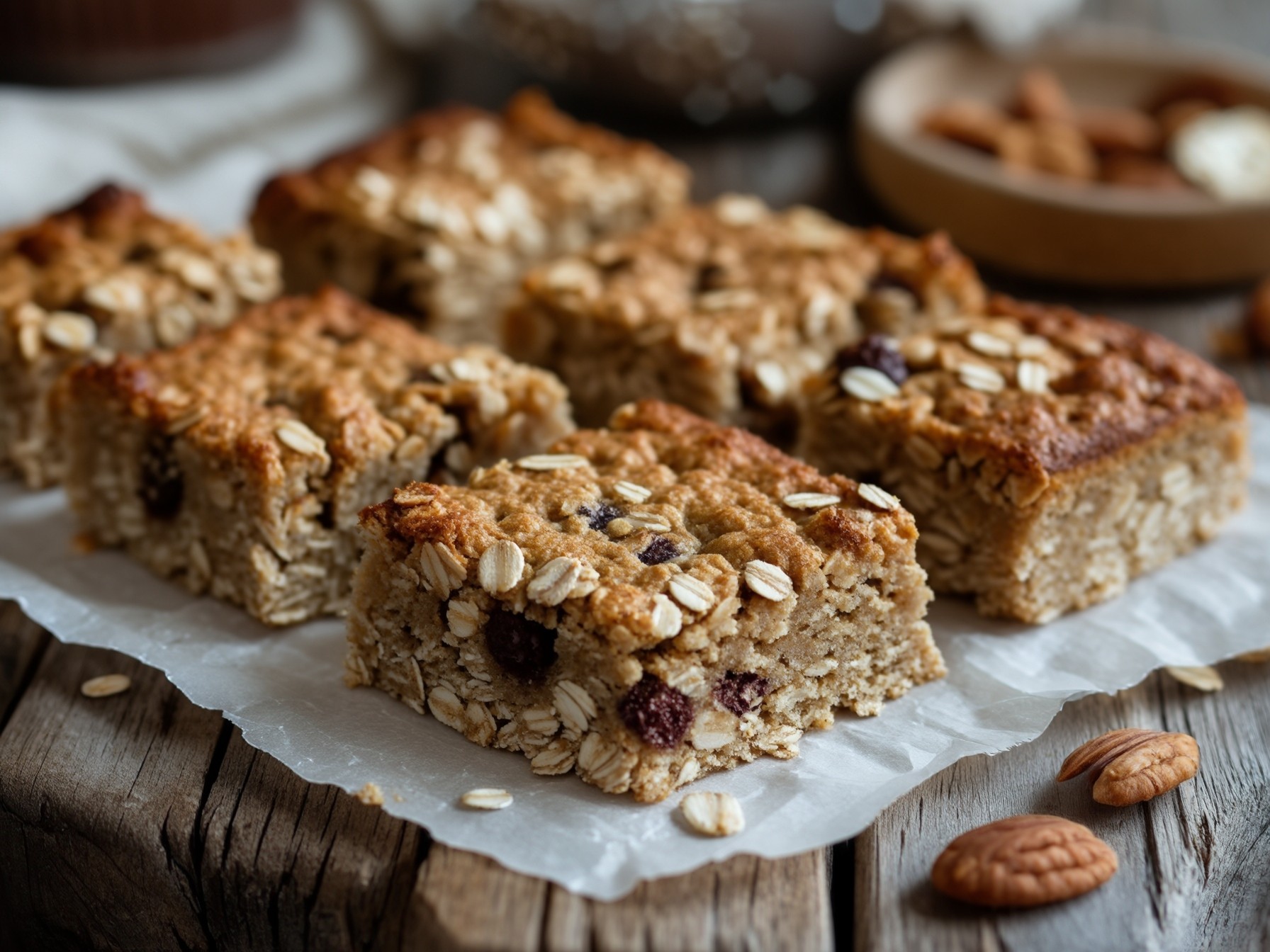 Baked oatmeal breakfast bars are a healthy, make-ahead breakfast or snack that is easy to customize and perfect for busy mornings. Packed with nutritious oats, natural sweeteners, and your favorite mix-ins, these bars are soft, chewy, and just the right amount of sweet.