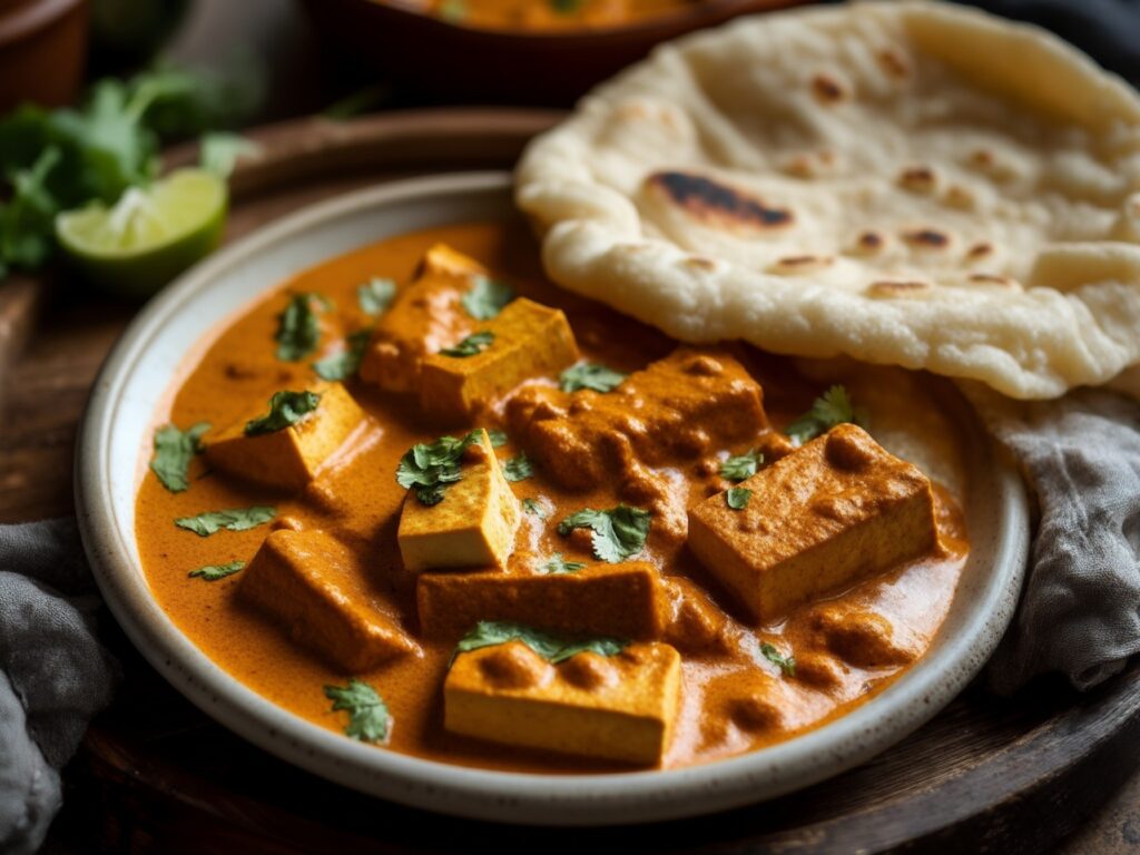 This Creamy Tofu Curry with Homemade Roti is a wholesome and flavorful dish perfect for a comforting meal. The tofu absorbs the rich flavors of the spiced coconut curry, while the fresh, soft roti serves as the perfect accompaniment to scoop up every last bit of this delicious curry.