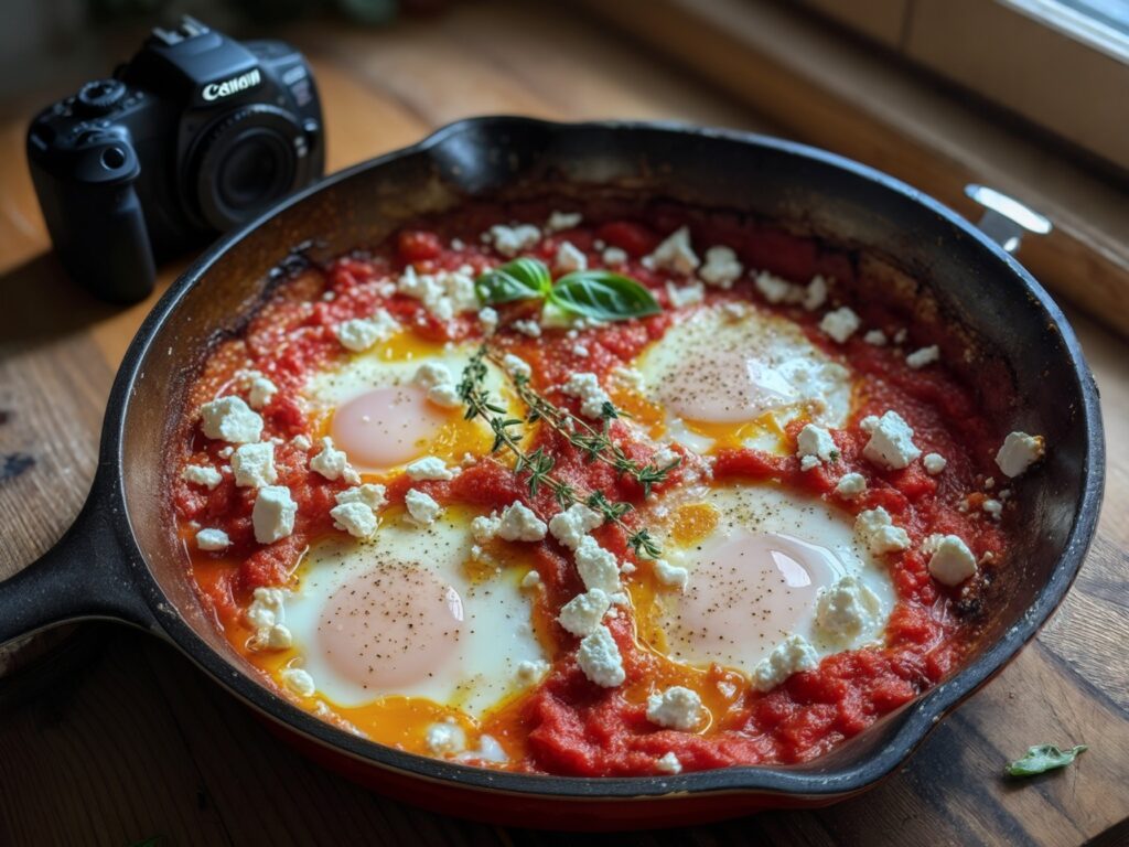 Tomato and Feta Baked Eggs is a simple, Mediterranean-inspired dish that's perfect for breakfast, brunch, or even a light dinner. With juicy tomatoes, tangy feta cheese, and creamy baked eggs, this flavorful meal comes together in under 30 minutes and pairs beautifully with crusty bread or a side salad.